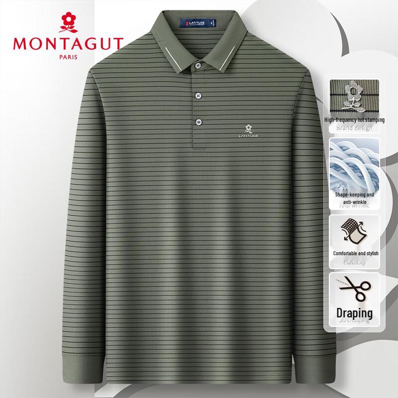MONTAGUT Men s Long-Sleeve Stretch Polo Shirt 50 темно серый