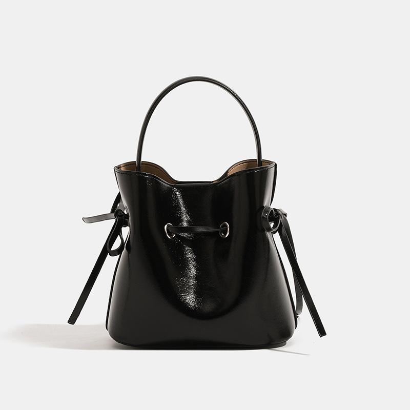 Drawstring New Bag Niche Texture One Shoulder Crossbody Temperament Bucket Bag Women French Retro Fashion Trend Bag