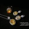 Cinderella Twilight Yolk Egg Necklace, Mermaid Tears, 18K Gold Plated, Sunset Yellow Zircon Droplet Earrings