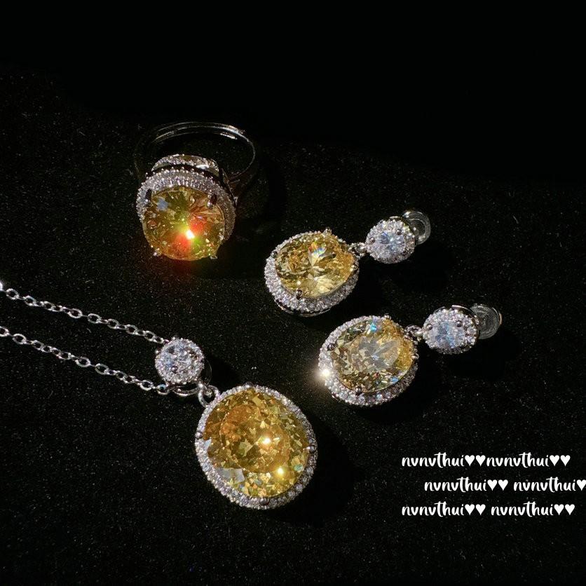 Cinderella Twilight Yolk Egg Necklace, Mermaid Tears, 18K Gold Plated, Sunset Yellow Zircon Droplet Earrings