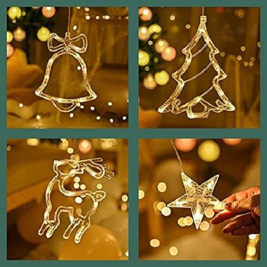 Plastic Christmas Reindeer LED Curtain Lights -2.5 M (Pack of 1) Warm White, Lights for Christmas, Christmas Lights, Led Curtain Light, Festive Light