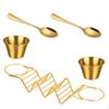 5 Pieces Taco Holder with Sauce Cups Stainless Steel Stand Spoons for Hosts, Parties,