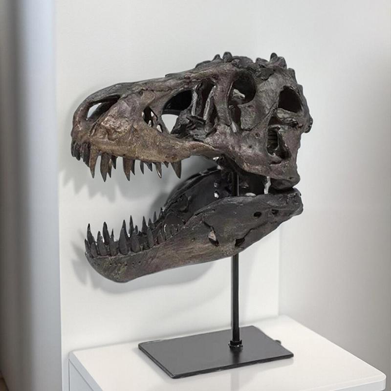 Dinosaurierschädel Ständer Realistisches Skelettmodell Premium Harz Museumsstil Heim Schreibtisch Dekoration Für Männer Geschenk Geburtstag