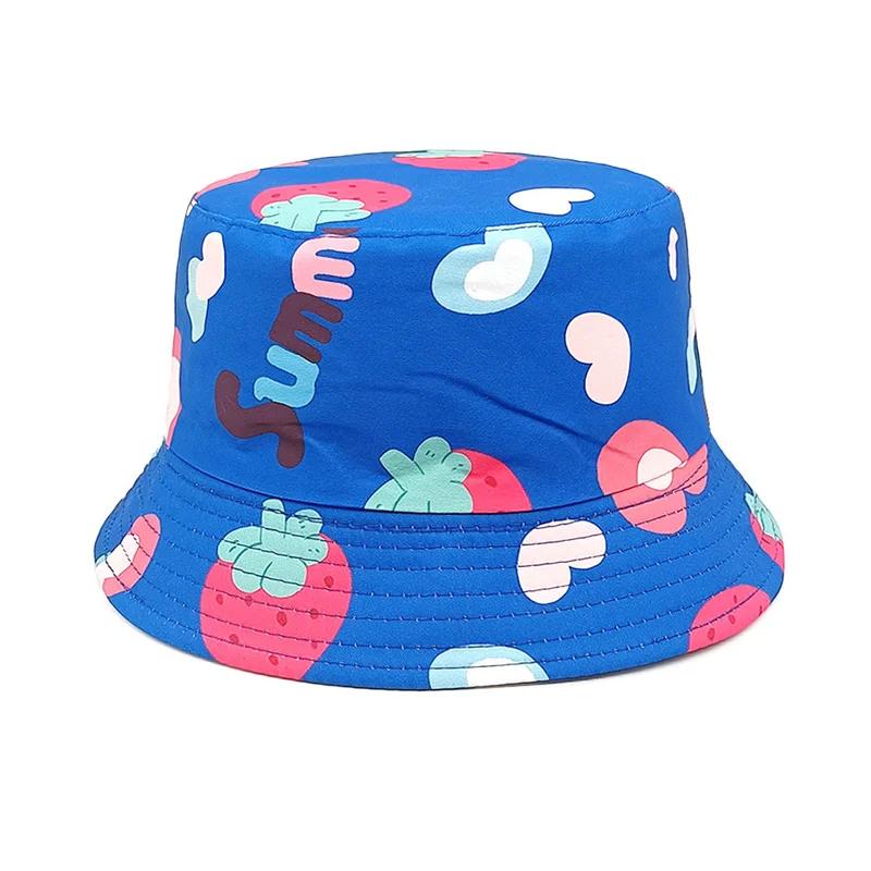 Spring And Summer Polyester Cartoon Print Bucket Hat Outdoor Travel Sun Cap For Boy And Girl 105