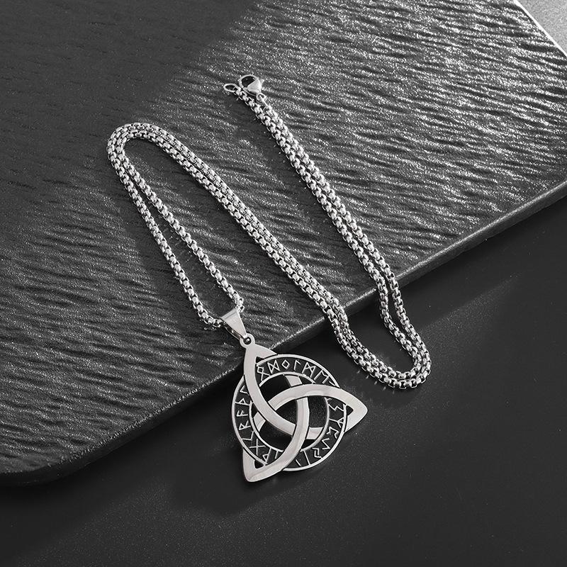 European and American Nordic Viking Stainless Steel Necklace Men and Women Necklace Retro Rune Pendant