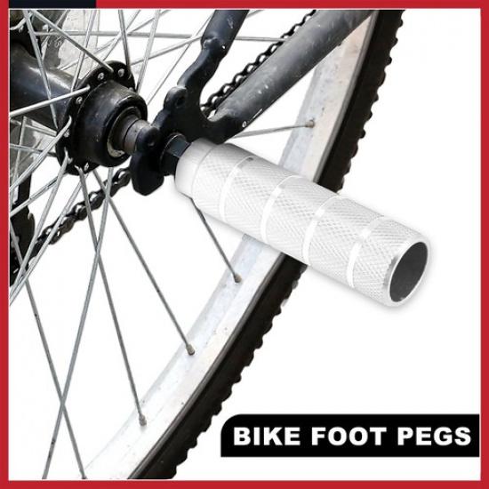 4Pcs  Aluminum Alloy BMX MTB Bike Rear Foot Peg Silver Tone For 3/8 Inch Axle