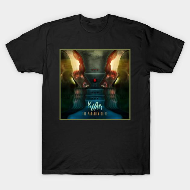 

Men Black Print T-shirt Korn // The Paradigm Shift No-Cut Transfer Paper Print Cotton Tshirt 2XL чорний