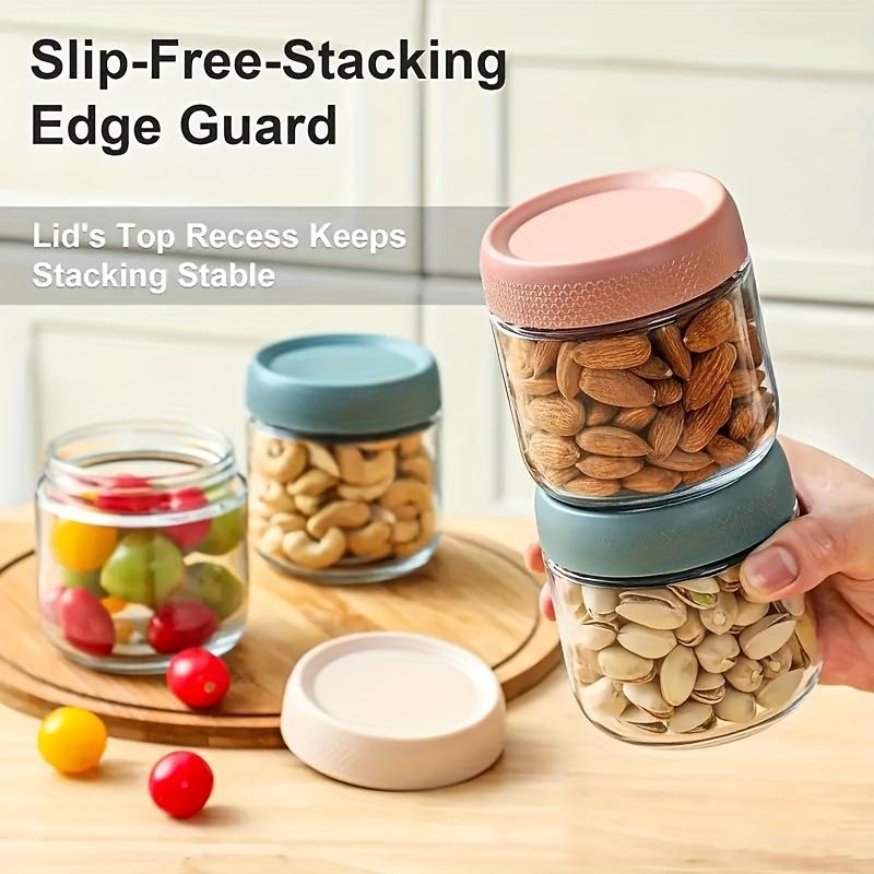 Set of 6 10 Oz Glass Airtight Jars with Airtight Flip Top Lids, Multi-Purpose, Dishwasher And Freezer Safe, Round Containers for Pantry Organization