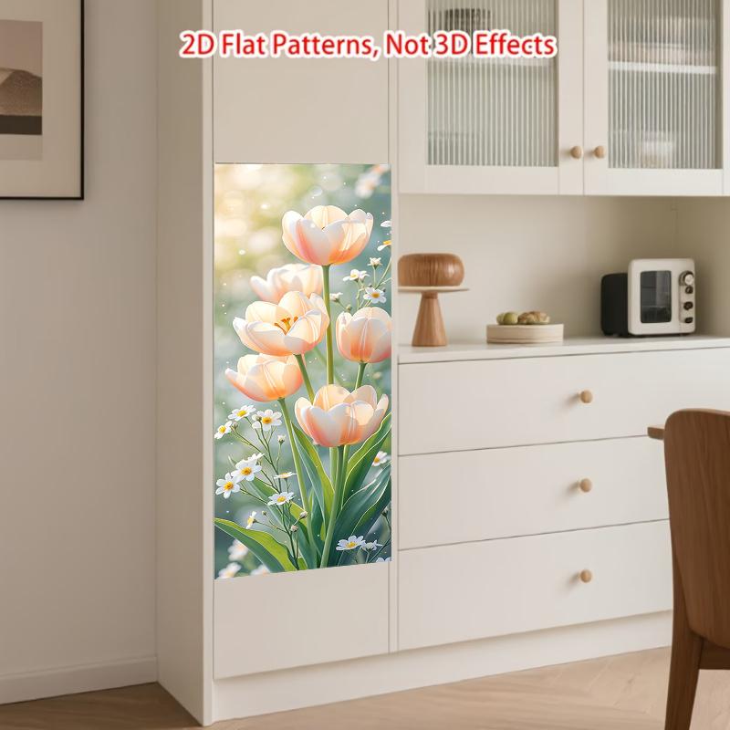 84Style Fridge Stickers Refrigerator Cover Door Landscape Plant Sea Vinyl Self Adhesive Kitchen Furniture Decor Wrap Freezer Sticker DIY