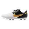 Premier 3 Versátil Confortável FG (Borracha Pino Longo) Sapatos de Futebol Antiderrapantes Duráveis Unissex Sapatos de Futebol Preto Branco Dourado HM0265-174