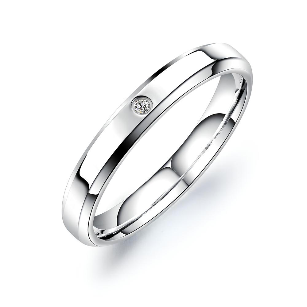 AAA+ Cubic Zirconia Wedding Band Rings For Women Gifts New Trendy 316l Stainless Steel Men Jewelry