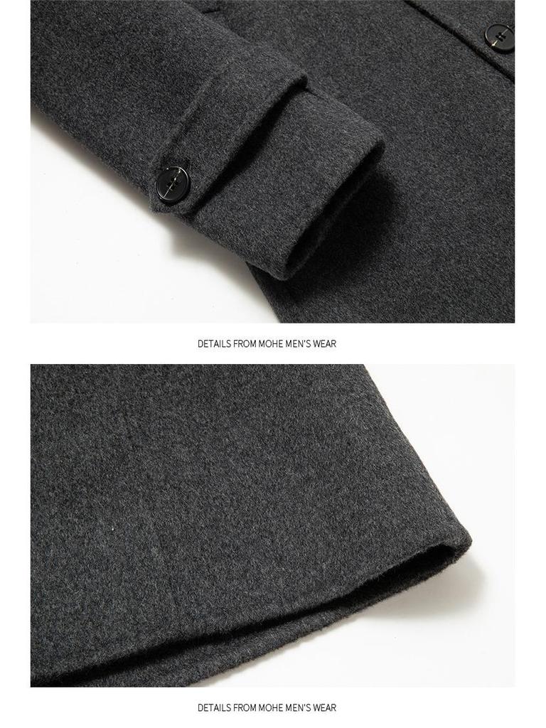 Men's Mid-Length High-End Woolen Trench Coat - Autumn/Winter Warmth