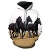 Autumn 3D Horse Pattern Printed Hoodies Fashionable Casual Sports Long Sleeved Men's Hooded Sweatshirts