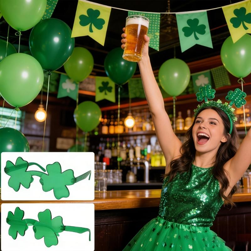 Saint Patrick Costume Shamrock Eyeglasses Headband Tutus Skirt Irish Festival Costume Accessories Saint Patrick Day Outfits