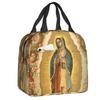 Custom Our Lady Of Perpetual Help Thermal Insulated Lunch Bags Women Catholic Virgin Mary Resuable Lunch Tote Storage Food Box