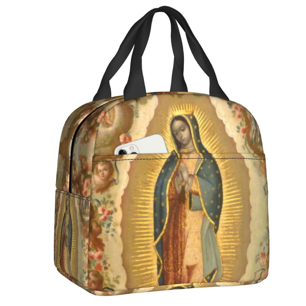 Custom Our Lady Of Perpetual Help Thermal Insulated Lunch Bags Women Catholic Virgin Mary Resuable Lunch Tote Storage Food Box