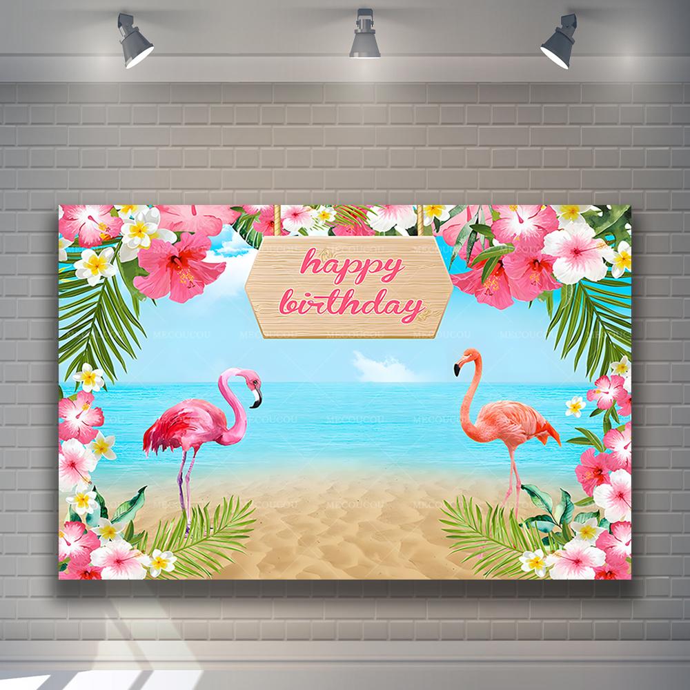 Summer Hawaiian Beach Aloha Photography Backdrop Tropical Flowers Wedding Birthday Party Decor Custom Background Photo Studio