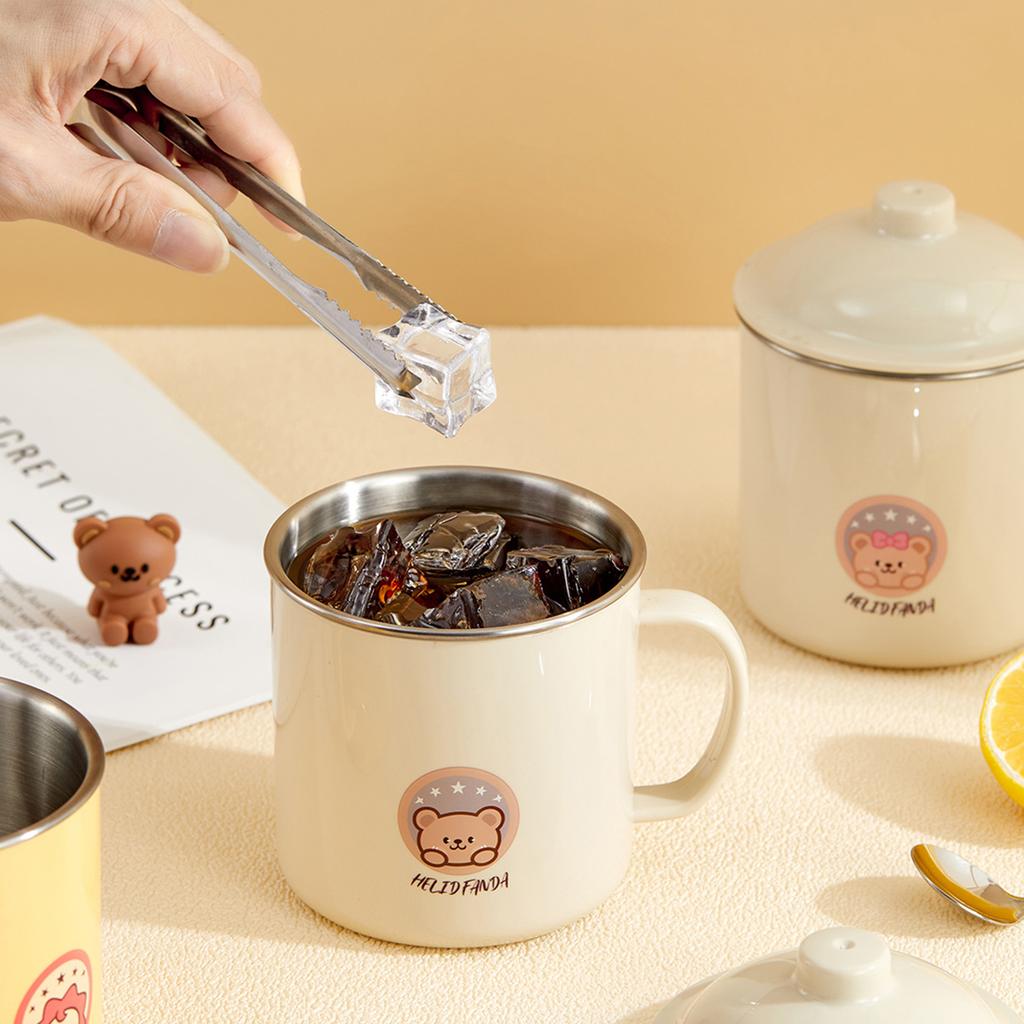 Cute Pattern Water Cup For Kid 304 Stainless Steel Tumbler Durable Drinking Mug With Lid 410ML Detachable Coffee Mug