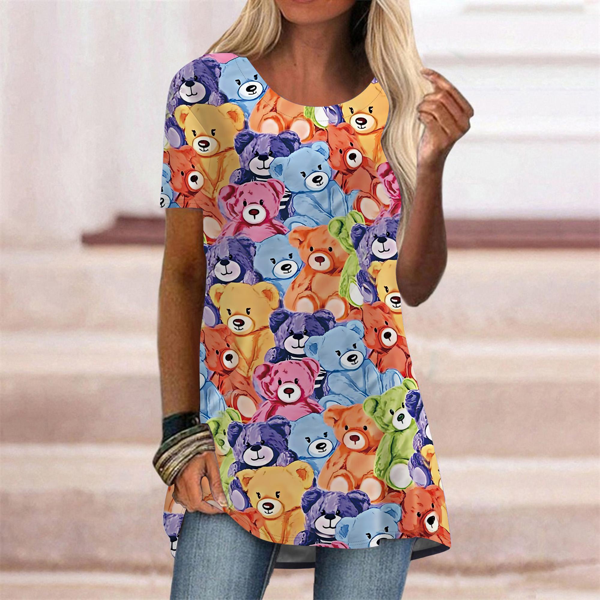 

Женская летняя розовая леопардовая футболка размера плюс с коротким рукавом и круглым воротником, повседневные мешковатые футболки средней длины 8XL разноцветный