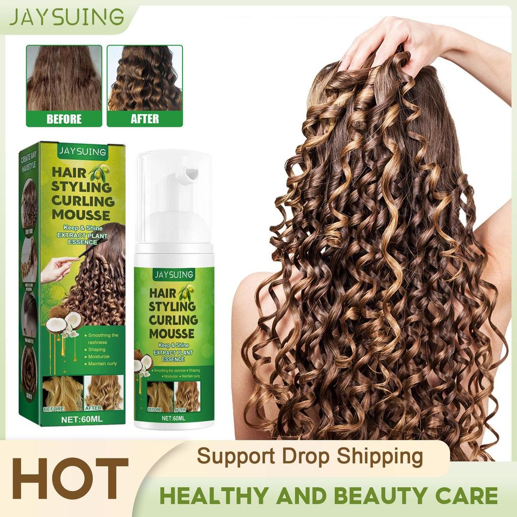 Spumă pentru Sculptat Părul 60ml Profesională Cremă pentru Coafat Părul Ondulat Natural Pufos Booster de Bucle Definire Produse pentru Îngrijirea Părului Femei
