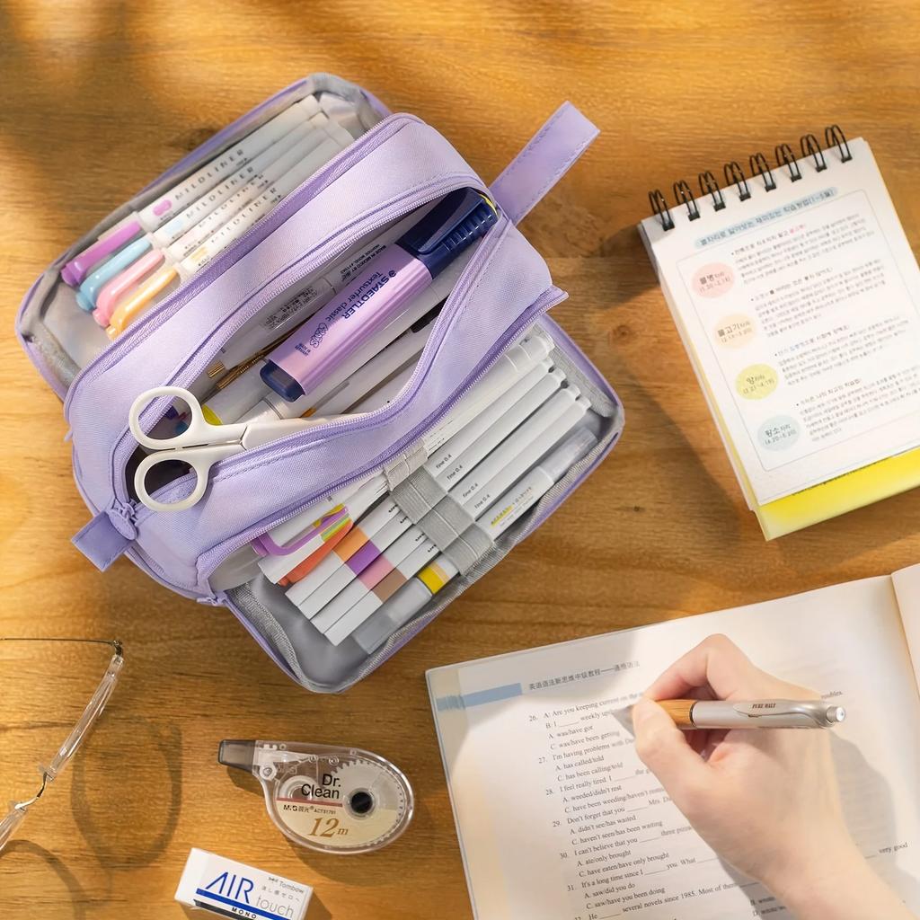 Large Capacity Stationery Case, Durable Oxford Cloth Pencil Case, Portable Organizer for School, Office and University Supplies