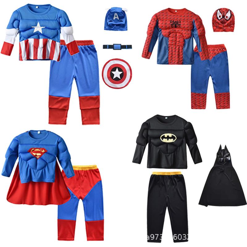 Kinder Spiderman Kostüm Jungen Muskel Cosplay Anzug Halloween Superhelden Outfits