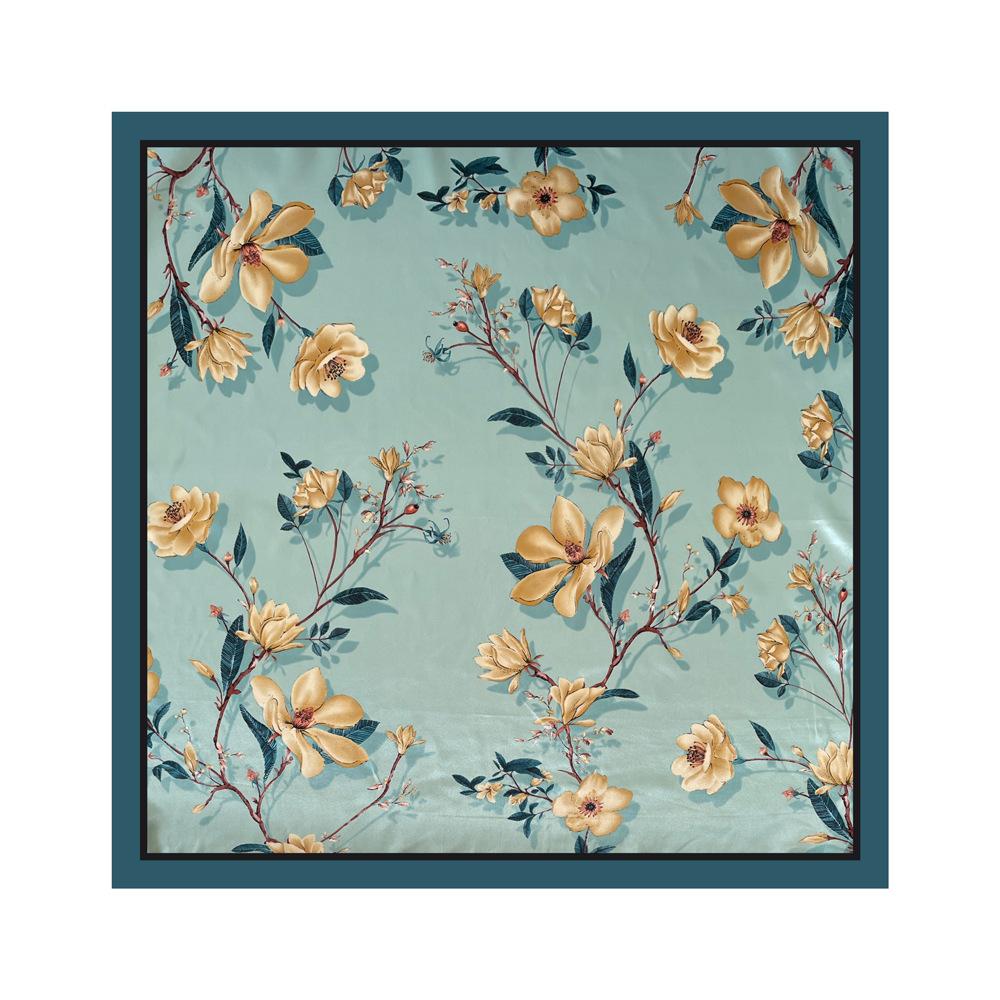 Silk Scarf Large Square Scarf Women's New 90cm Printed Vintage Wrap Scarf Satin Shawl Scarf