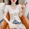 Short-sleeved Women's Summer New Slit Irregular T-shirt Chic Niche Unique Short Slim Body Ins