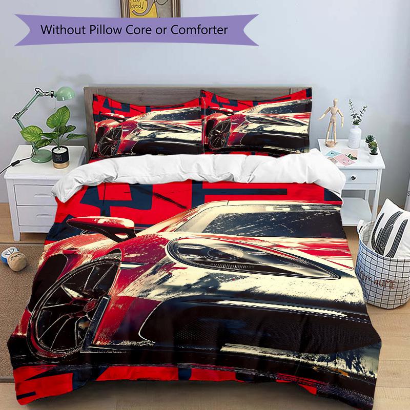 3pcs Racing Car Bedding Set. Soft and Comfortable with No Core Included (1x Duvet Cover + 2x Pillow Covers) Yy251031097