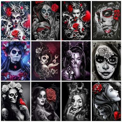 5D Diamond Painting Full Drill Square Skull Diamond Embroidery Girl Cross Stitch Sale Handicraft Art Hobby Gift