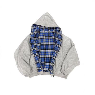 Herren-Wende-Sweatshirt mit Karomuster, Kapuze und Reißverschluss, Herbst/Winter 2025