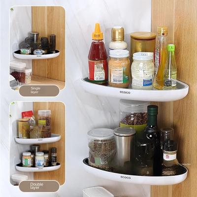 Mensola Angolare Organizzatore Bagno Porta Shampoo Cosmetici Scaffale Montaggio a Parete Articoli Domestici da Cucina Accessori Bagno