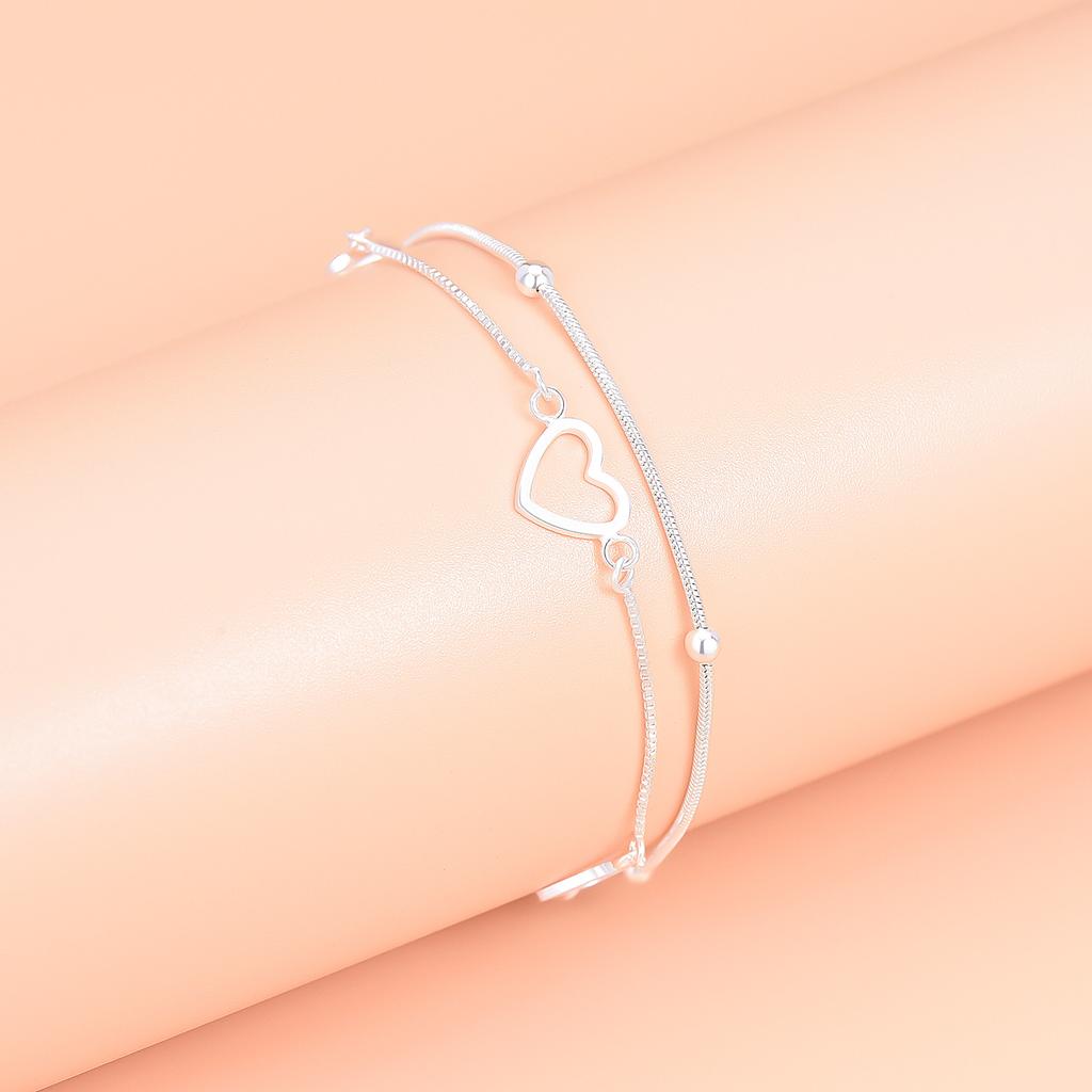 925 Silver Heart Chain Hand Bracelets Woman Wedding Ladies Vintage Luxury Designer Jewelry Accessories Argent 925