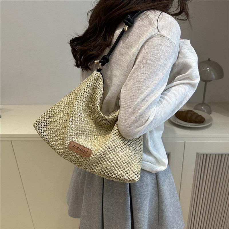 Summer lightweight casual weaving versatile simple solid color beautiful single shoulder underarm tote bag women