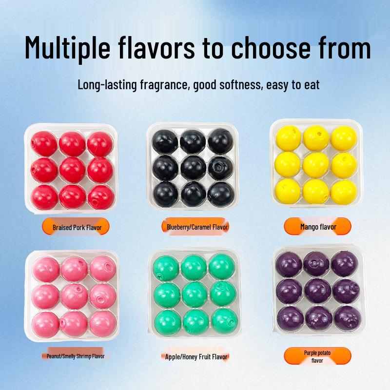 Black Pit Special 16mm Slow Sinking Soft Fishing Lure: Blueberry, Mango, Purple Sweet Potato Flavors - 9 Beads Boxed