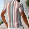 Men Plus Size Short Sleeve Quarter Zip Collared Polo Shirt White With Blue Floral Printed