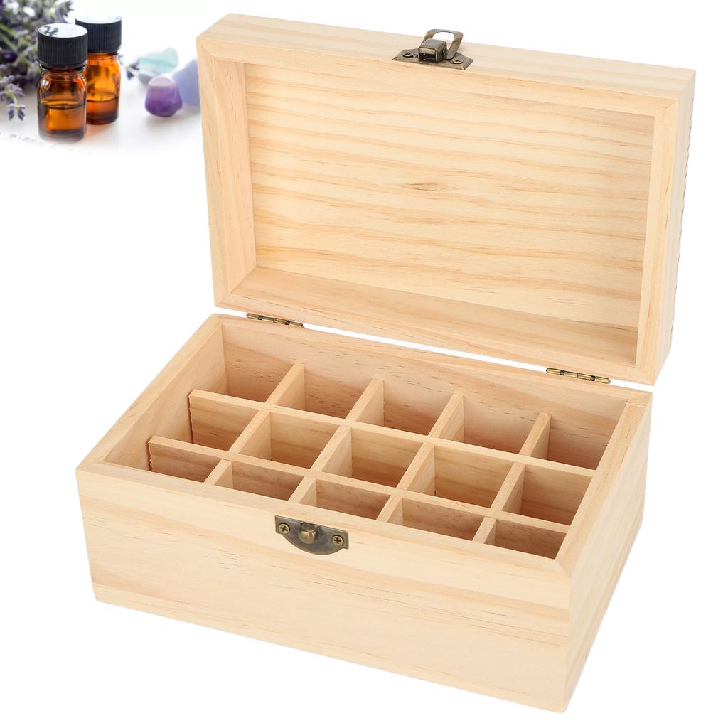 15 Fächer Ätherische Öl Box Kiefer Display Anti Sonnenlicht Ätherische Öl Aufbewahrungskoffer für Zuhause Beauty Center