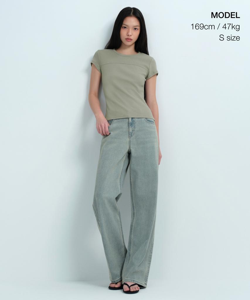 MUSINSA STANDARD WOMAN Women'S Ribbed Pigment Slim T-Shirt [Sage]