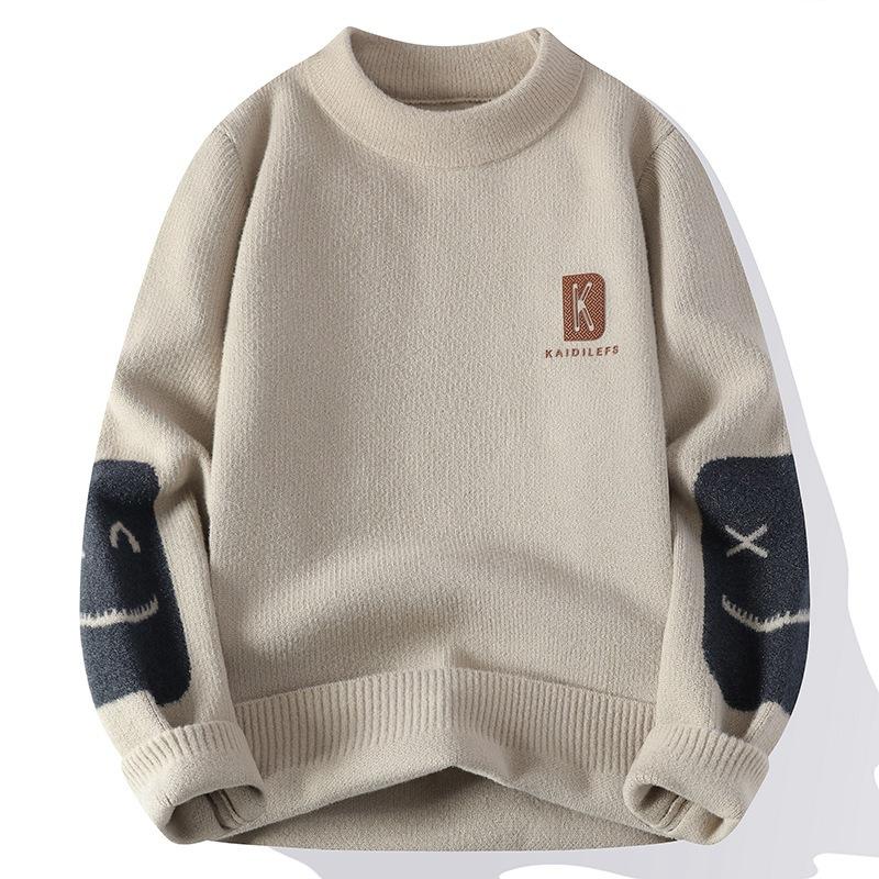 

Горячая распродажа, новая модная трикотажная кофта свободного кроя с круглым вырезом из смесовой пряжи из флиса, мужская одежда для осени и зимы 190/100A хаки