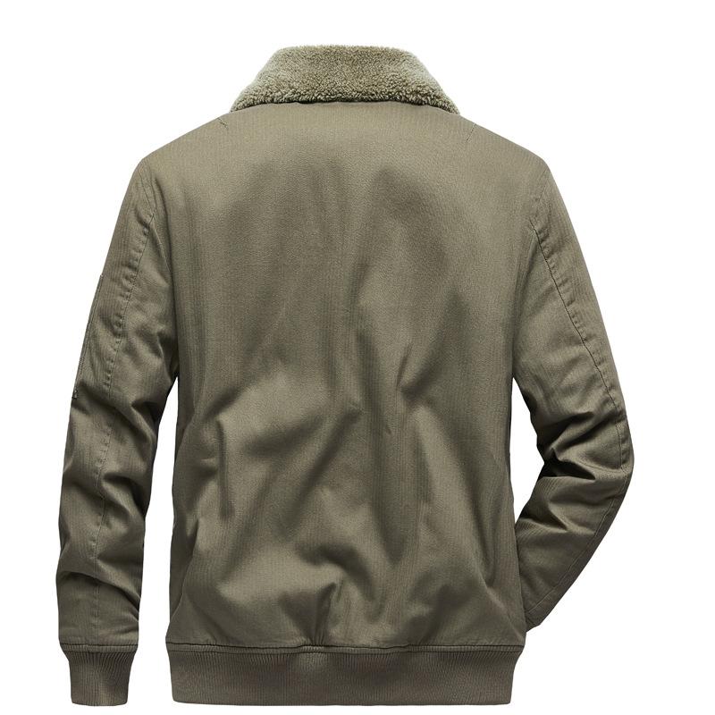 Winter Velvet Thickened Middle-aged and Young People Warm and Cold Cotton Clothes Hooded Loose Outdoor Tooling Jacket