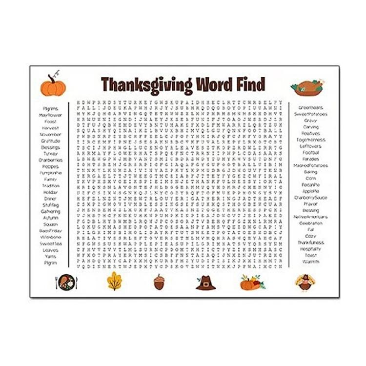 Jumbos Thanksgiving Word Search Poster Wall Game,Funny Interactive Holiday Party Activity for Classroom Family Party