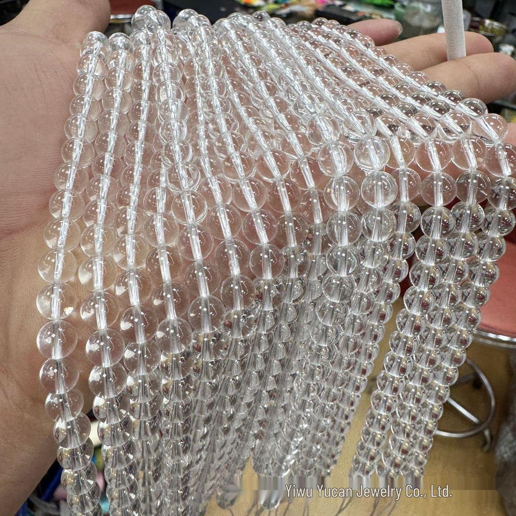 K9 Ice Transparent White Crystal Beads for DIY Bracelets & Necklaces - High Transparency Round Beads for Handmade Weaving & Beading.