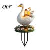 Outdoor Lawn Ornament Decorative Acrylic Duck Ground Stake for Garden Decor, Weather Resistant 2D Flat Parent Sign And Child Yard with Metal