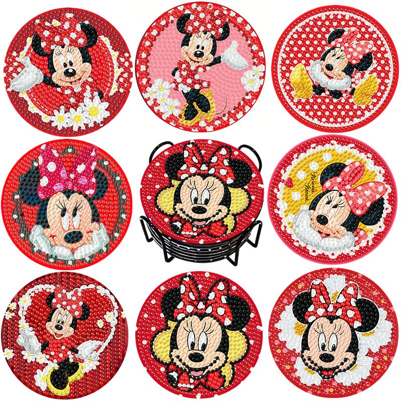 

8 шт./Набір Мультяшні Персонажі DIY Алмазна Мозаїка Підставки під Чашки з Тримачем Протиковзкі Дерев яні Килимки від Крапель Кристалічні Стрази Алмазна Мозаїка Підставки під Чашки для Дорослих