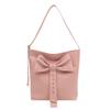 Summer large-capacity high-end sense commuting bucket bag women's 2025 new white leather bow messenger bag
