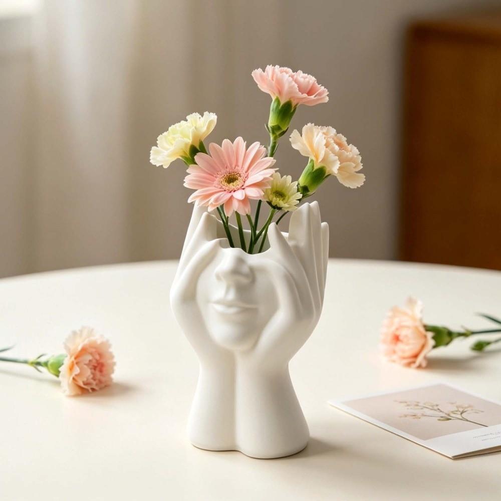 Artistic Face-Shaped Silicone Vase Mold Abstract Cheek Support Vase Molds Home Decor reusable Flowerpot Mold Gypsum Form