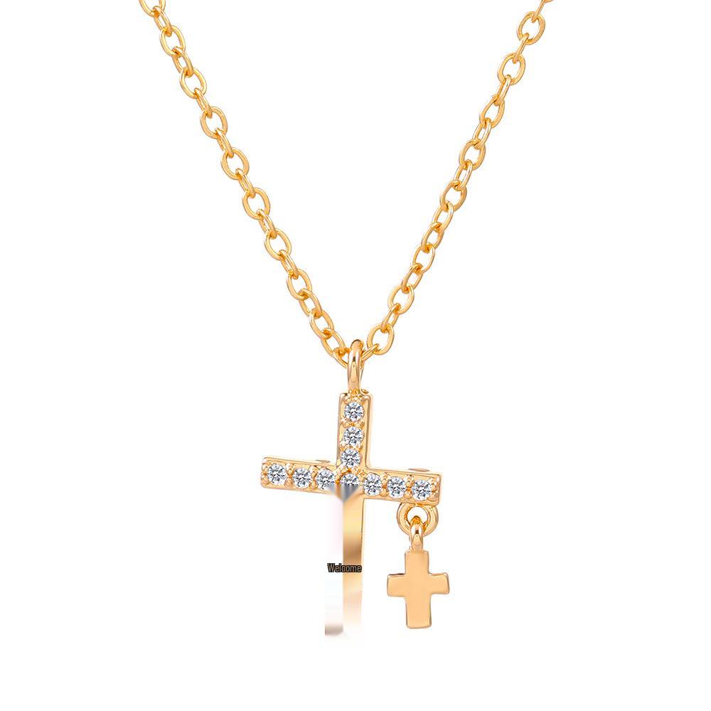 Women's Geometric Diamond Cross Necklace - European & American Punk Hip-Hop Style Choker