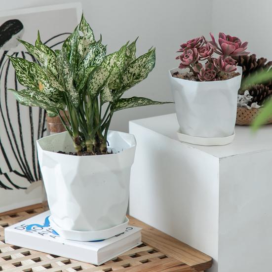 Flowerpot Durable Stable Decorative Breathable Succulents Nursery Garden Planter with Tray for Home