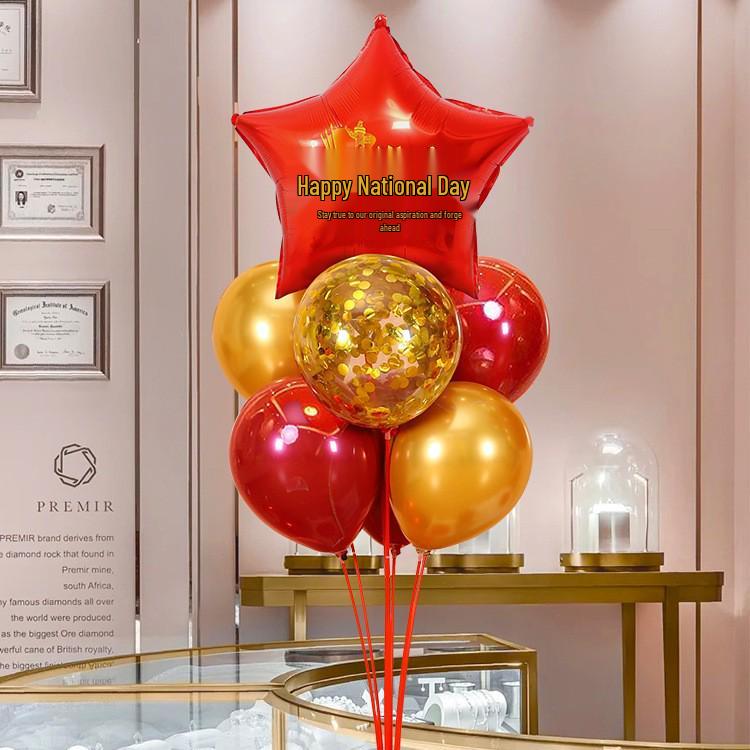 Five-Star Red Heart Balloons for National Day & Mid-Autumn Festival Décor