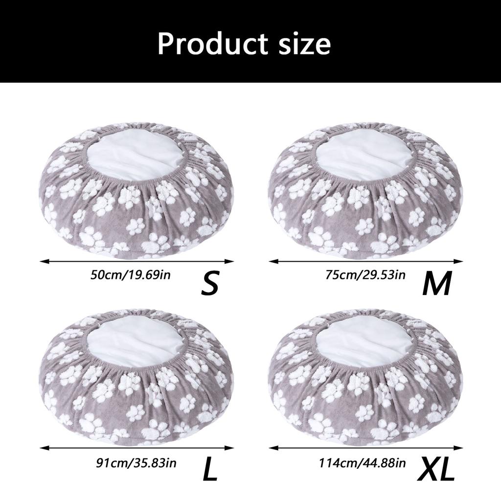 Removable Round Shape Pet Bed Cover For Dog Cats Waterproof And Machine Washable Polyester Fabric Soft Design